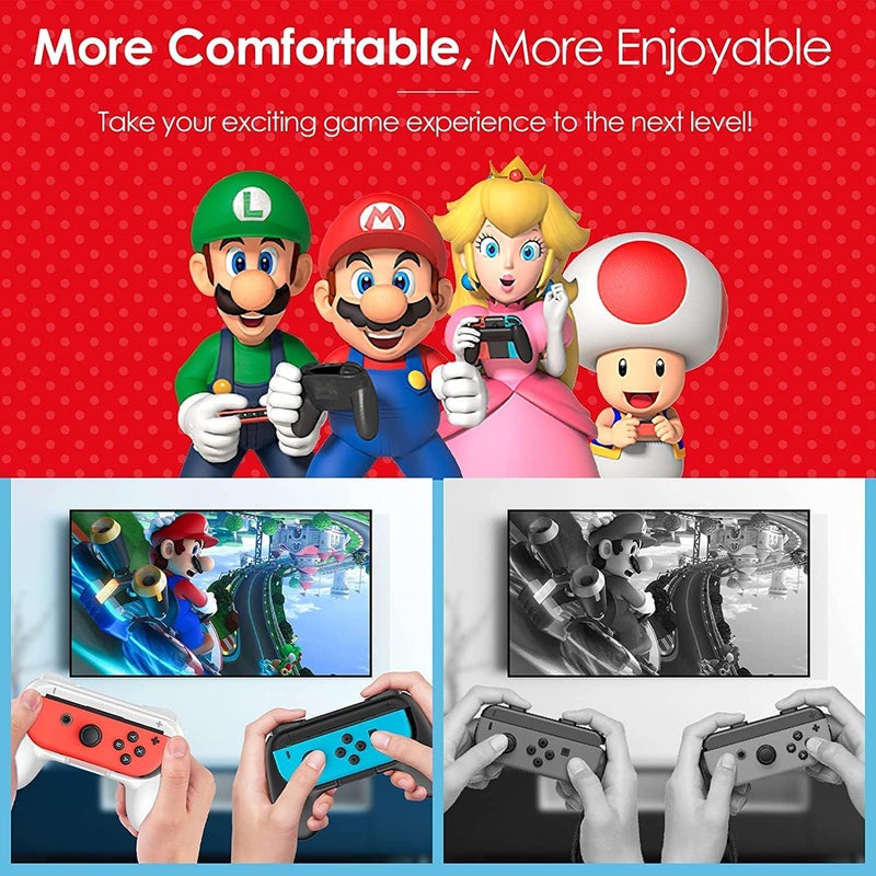 IRIDESCENT Controller Grip for Nintendo Switch Joy-Con, Wear-Resistant Handheld Joystick Remote Handle Compatible with Switch, 4 Pack (Black+White) - Image 4